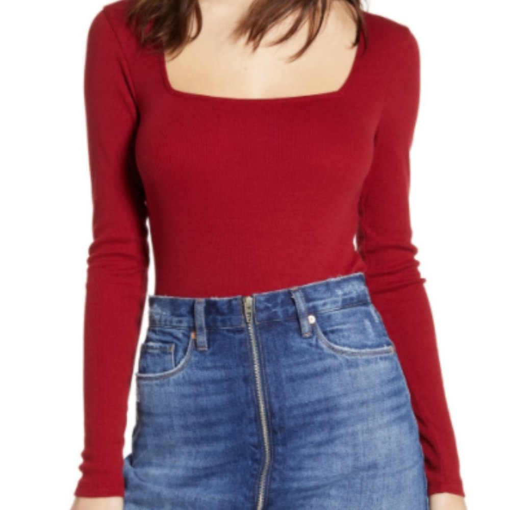BP Square neck long sleeve bodysuit